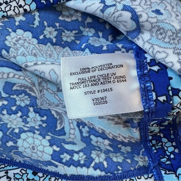 Coolibar Hokulani Ruche Swim Shirt Blue print. XXS. UPF 50+ - Picture 6 of 11